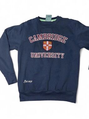Cambridge University Navy Crew Sweatshirt with Crest